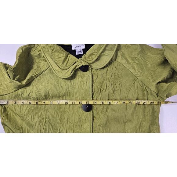 Dorman lime green crinkle statement shaket wire Collar 3 button front L EUC - Picture 6 of 6